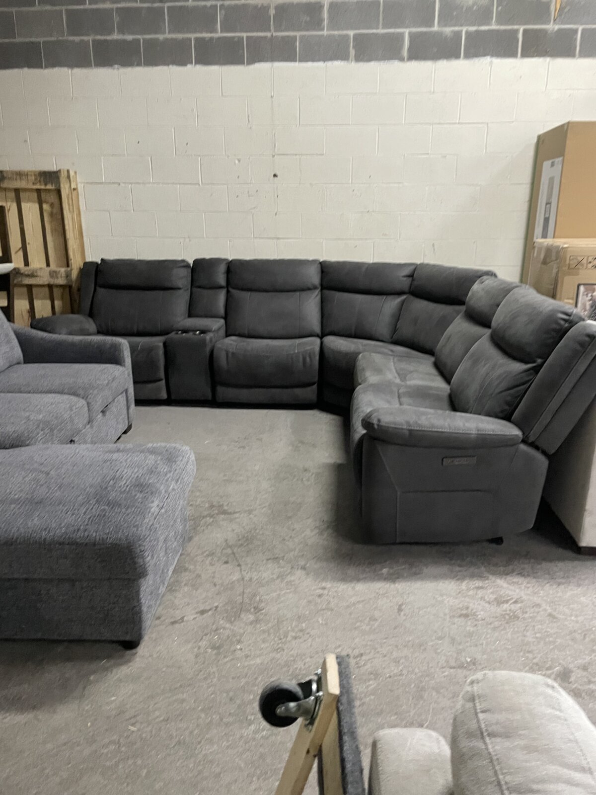 Zakary 6-piece Fabric Power Reclining Sectional With Power Headrests, Dark Gray - Photo 2