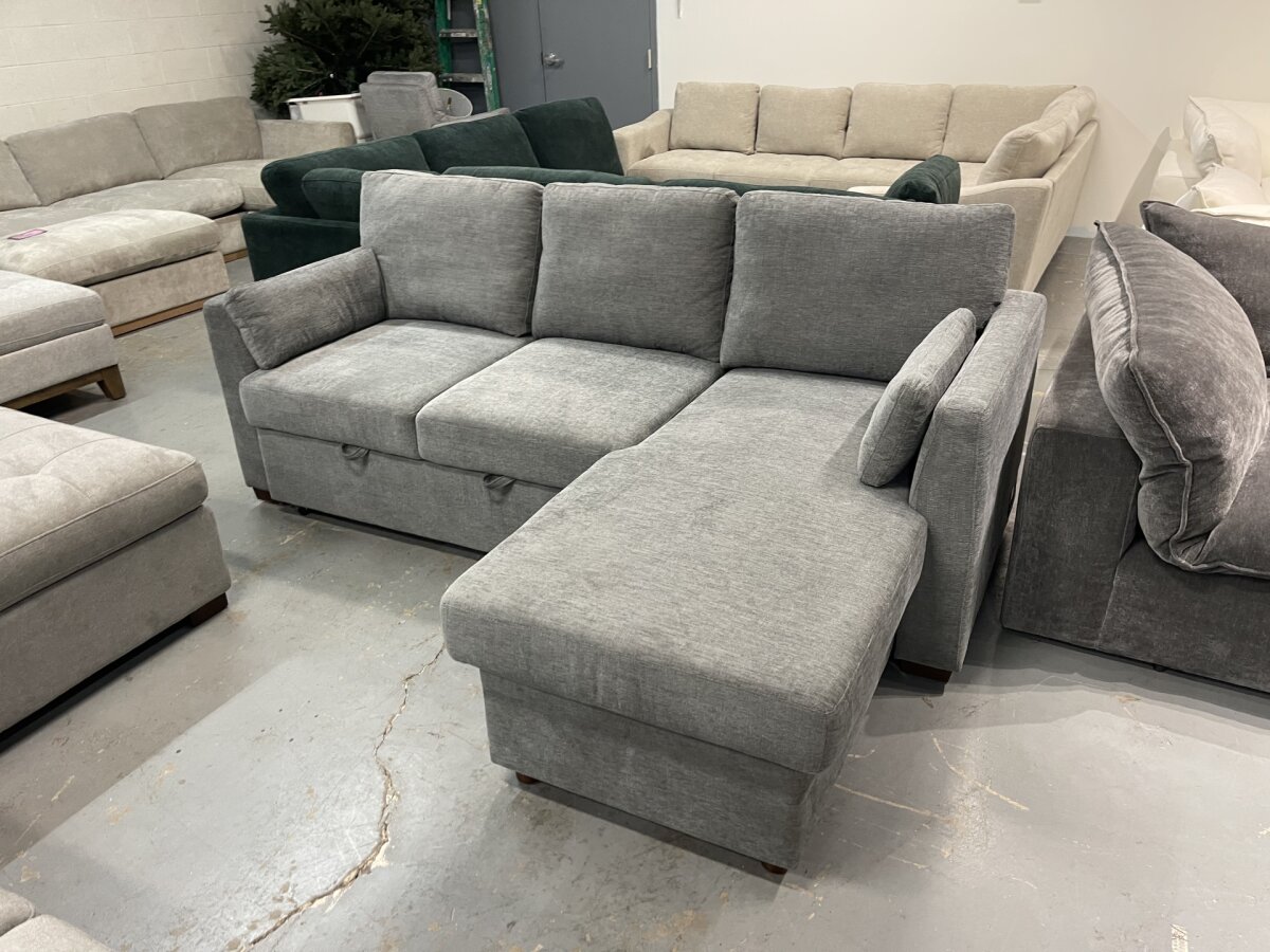Coddle Luke Fabric Sleeper Sofa with Chaise, Dark Gray - Photo 2