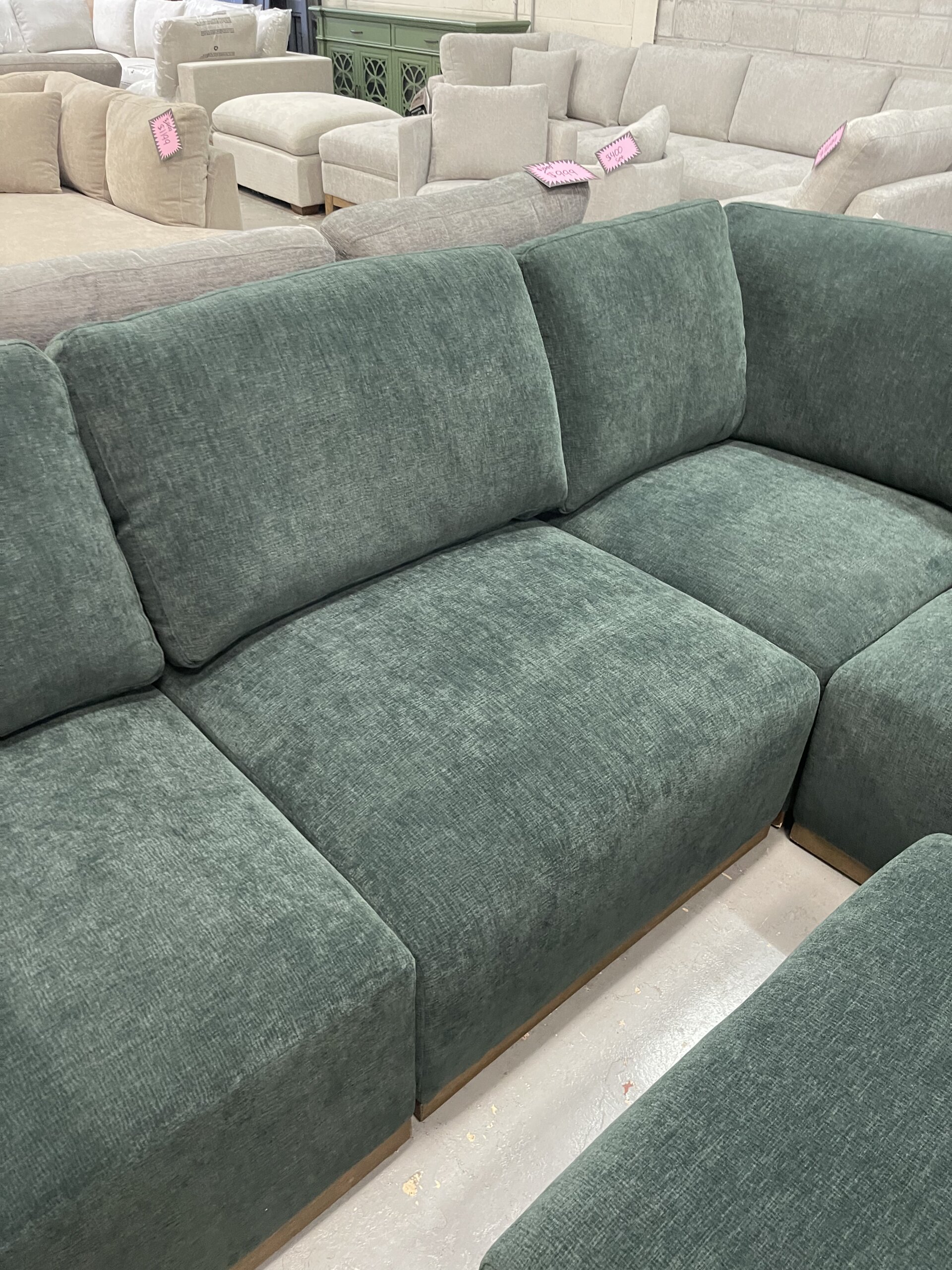 Henredon Murphy Fabric 6-piece Modular Sectional with Ottoman, Green - Photo 6