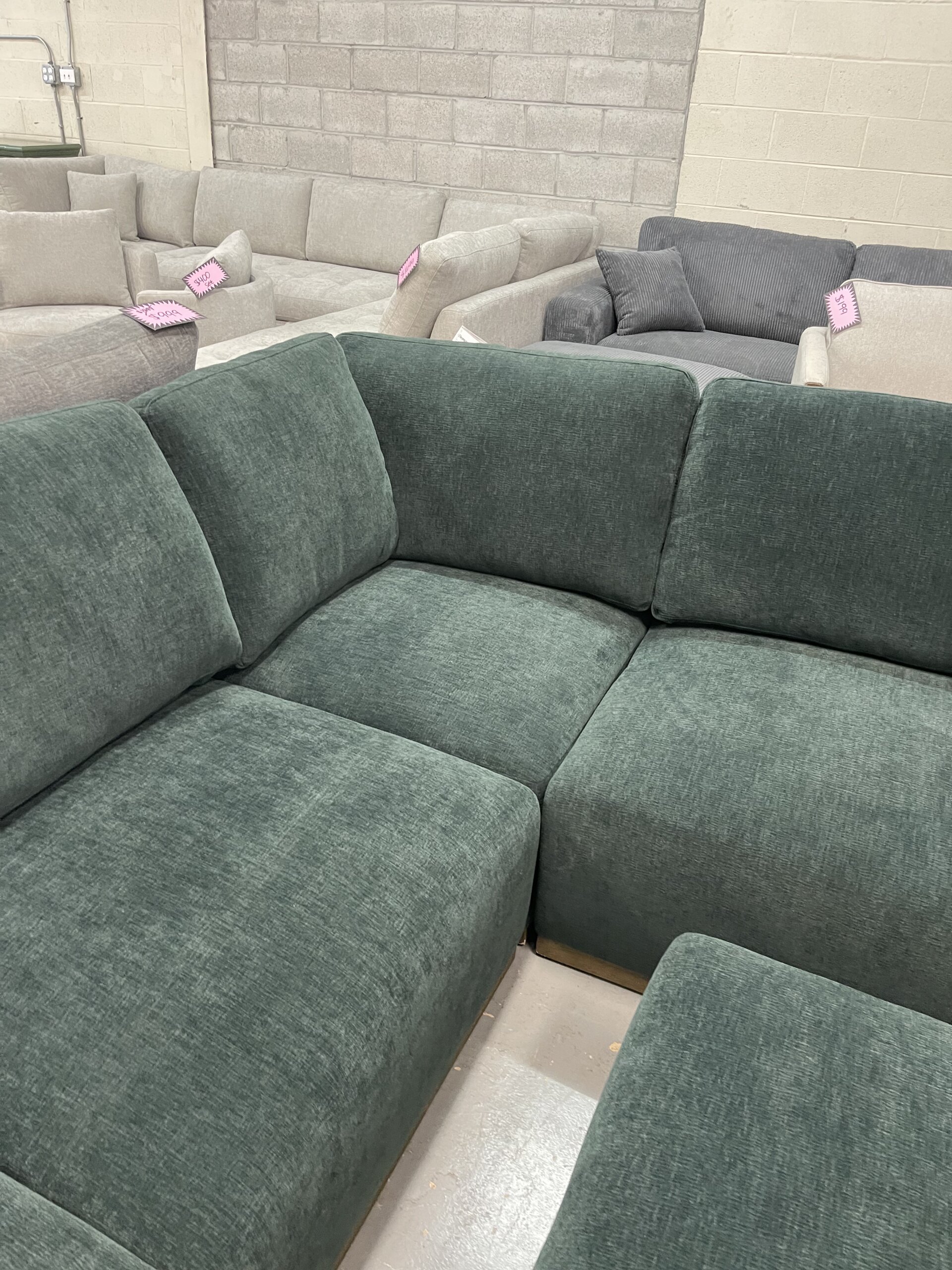 Henredon Murphy Fabric 6-piece Modular Sectional with Ottoman, Green - Photo 7