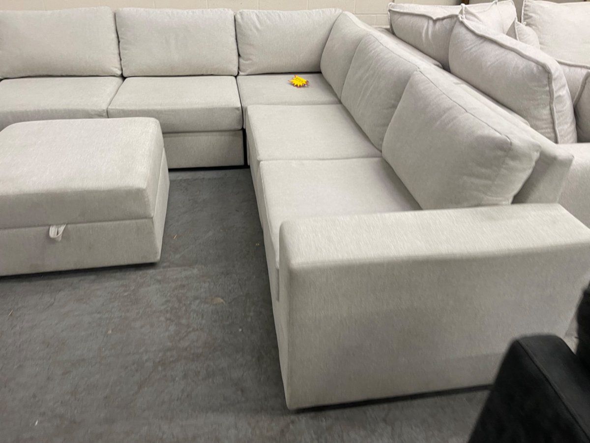 Flexsteel Flex 6-seat Sectional with Ottoman, Frost - Photo 2