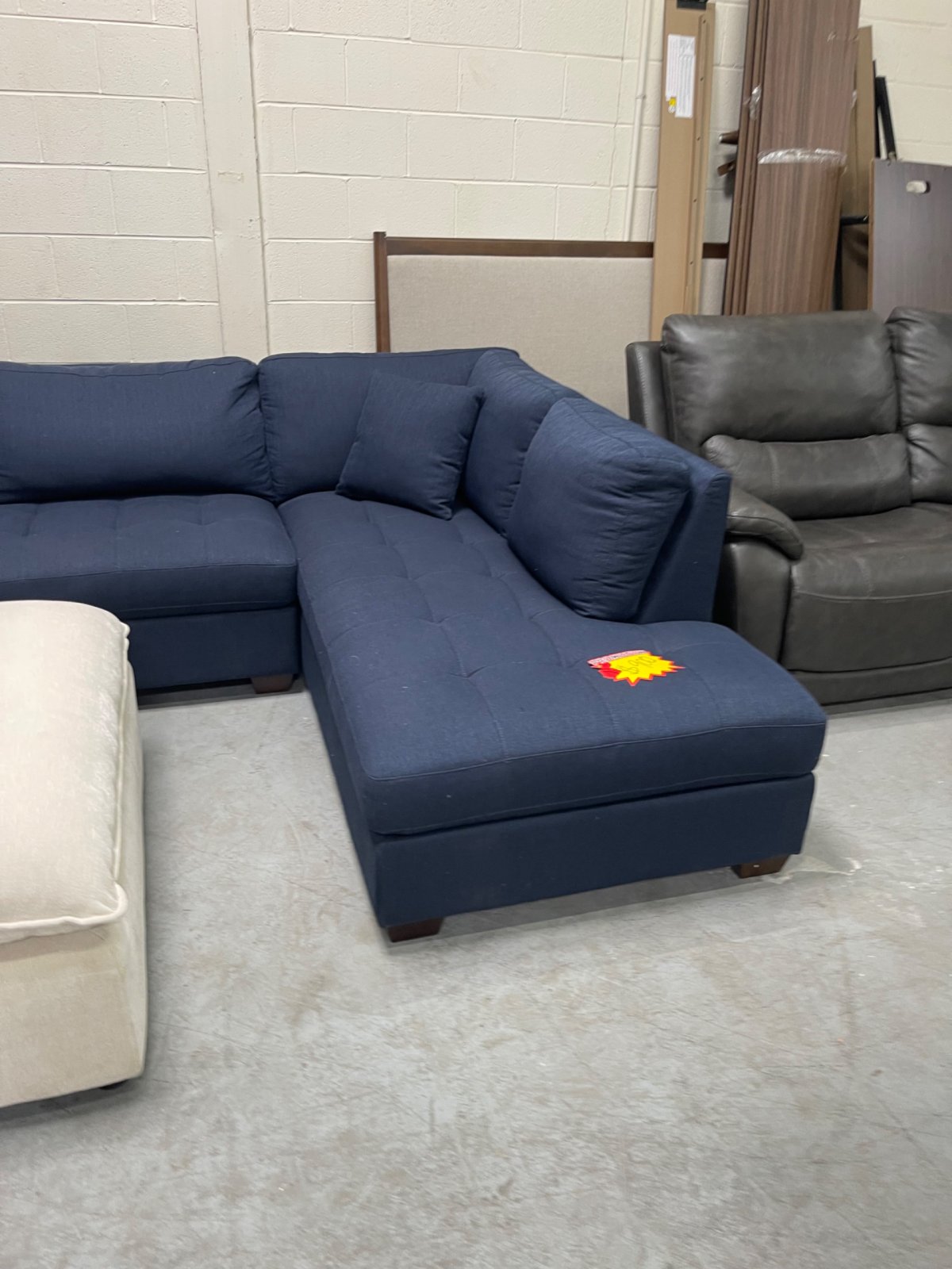 Blue Miles Fabric Sectional with Storage Ottoman - Image 3