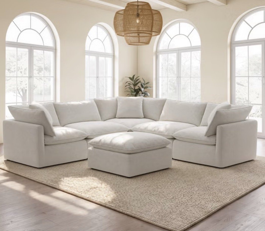 Sydney 6-piece Fabric Modular Sectional, Cream