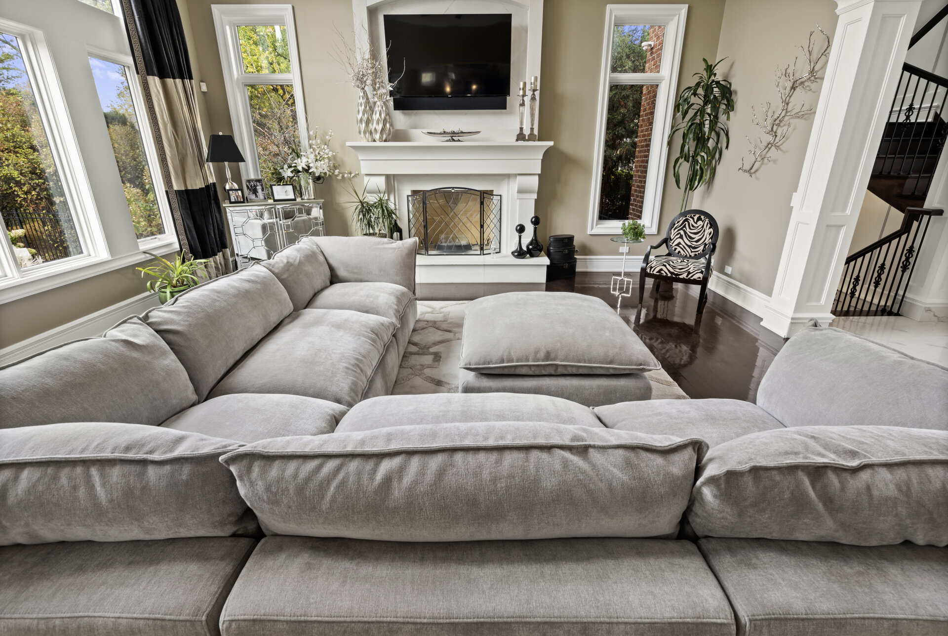 Gray Modular Cloud Couch Sectional 6 Pieces including Ottoman (Cat-5 Fabric) - Photo 6