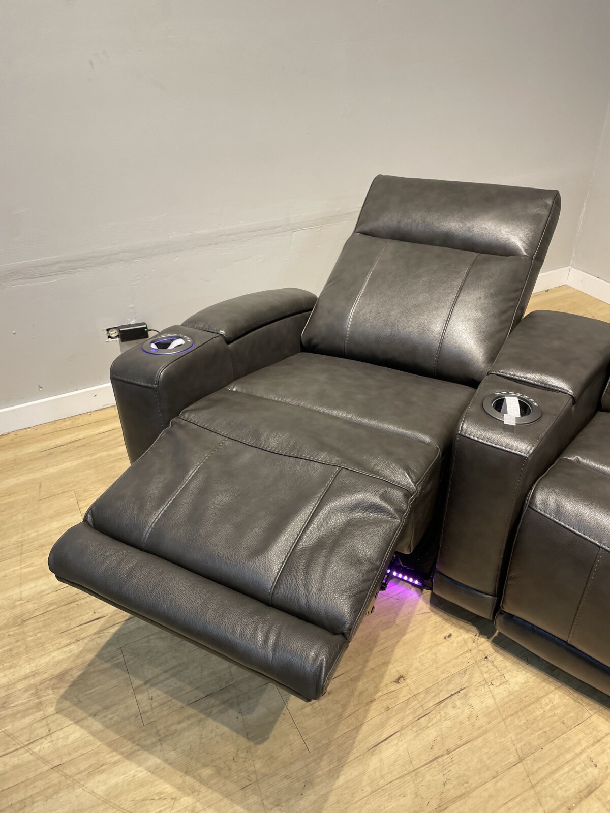 Issac Leather Power Reclining Home Theater Seating Dark Gray - Image 4