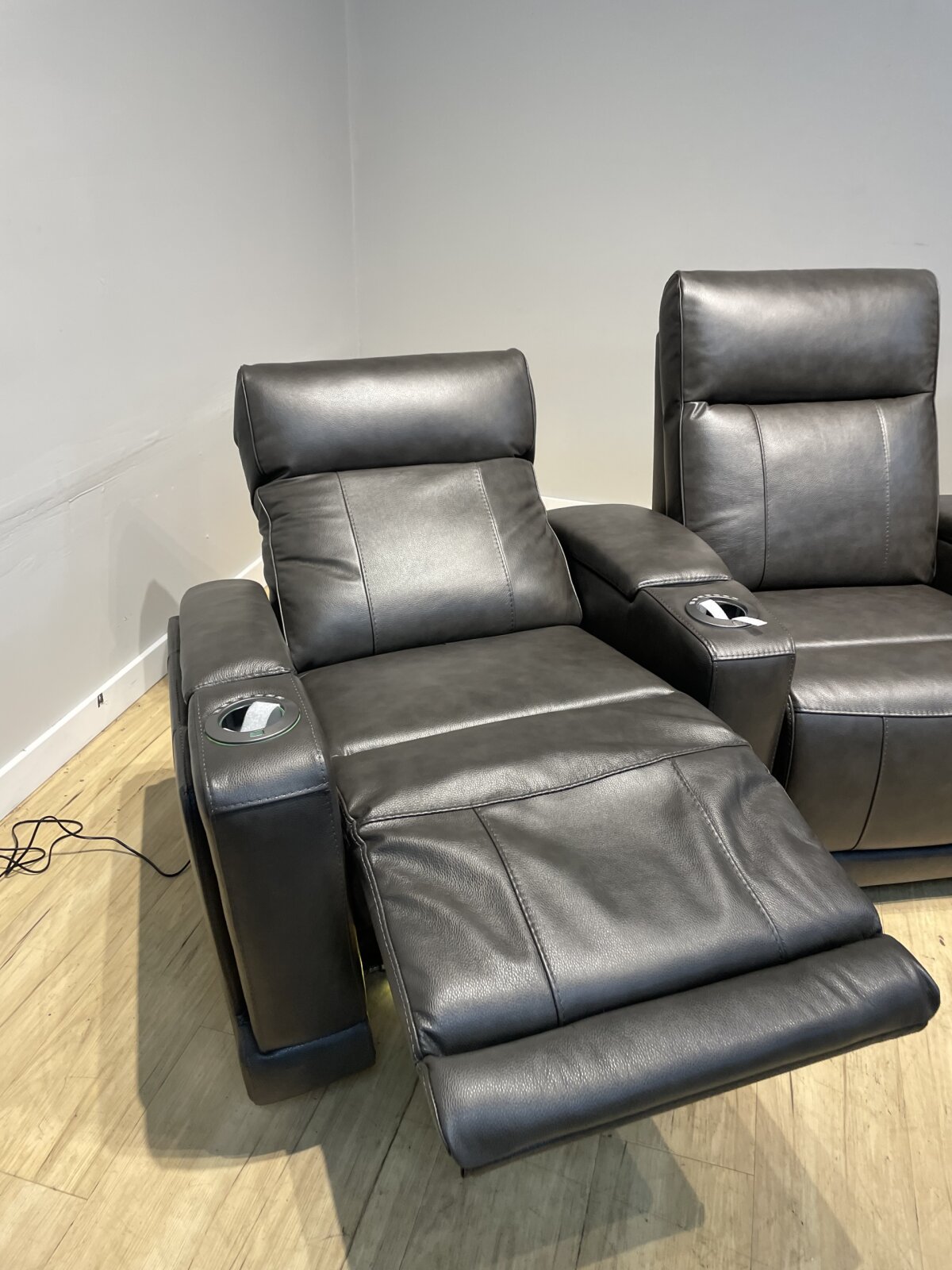 Issac Leather Power Reclining Home Theater Seating Dark Gray - Image 5
