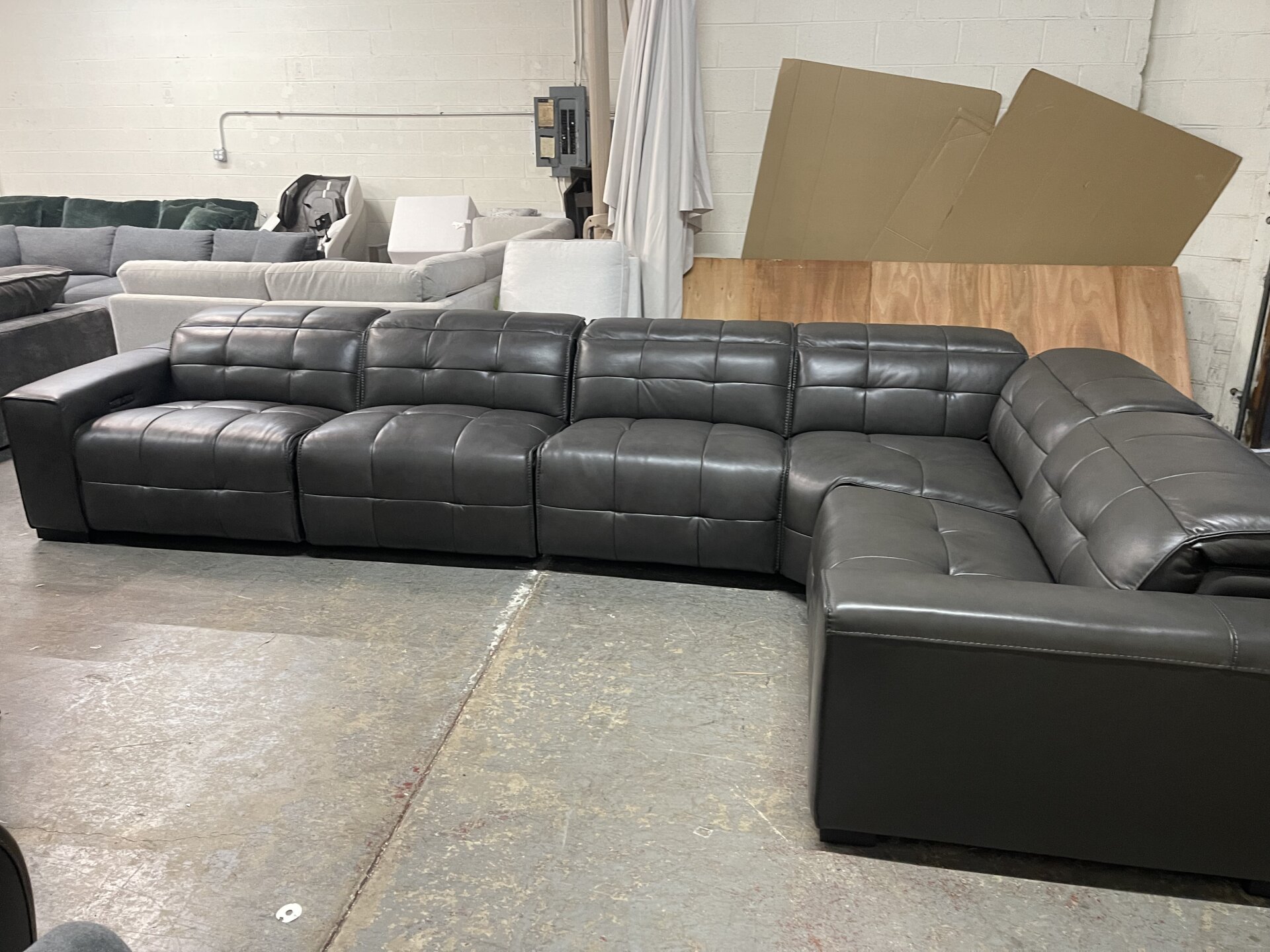 Ivy 6-piece Leather Power Reclining Sectional with Power Headrests