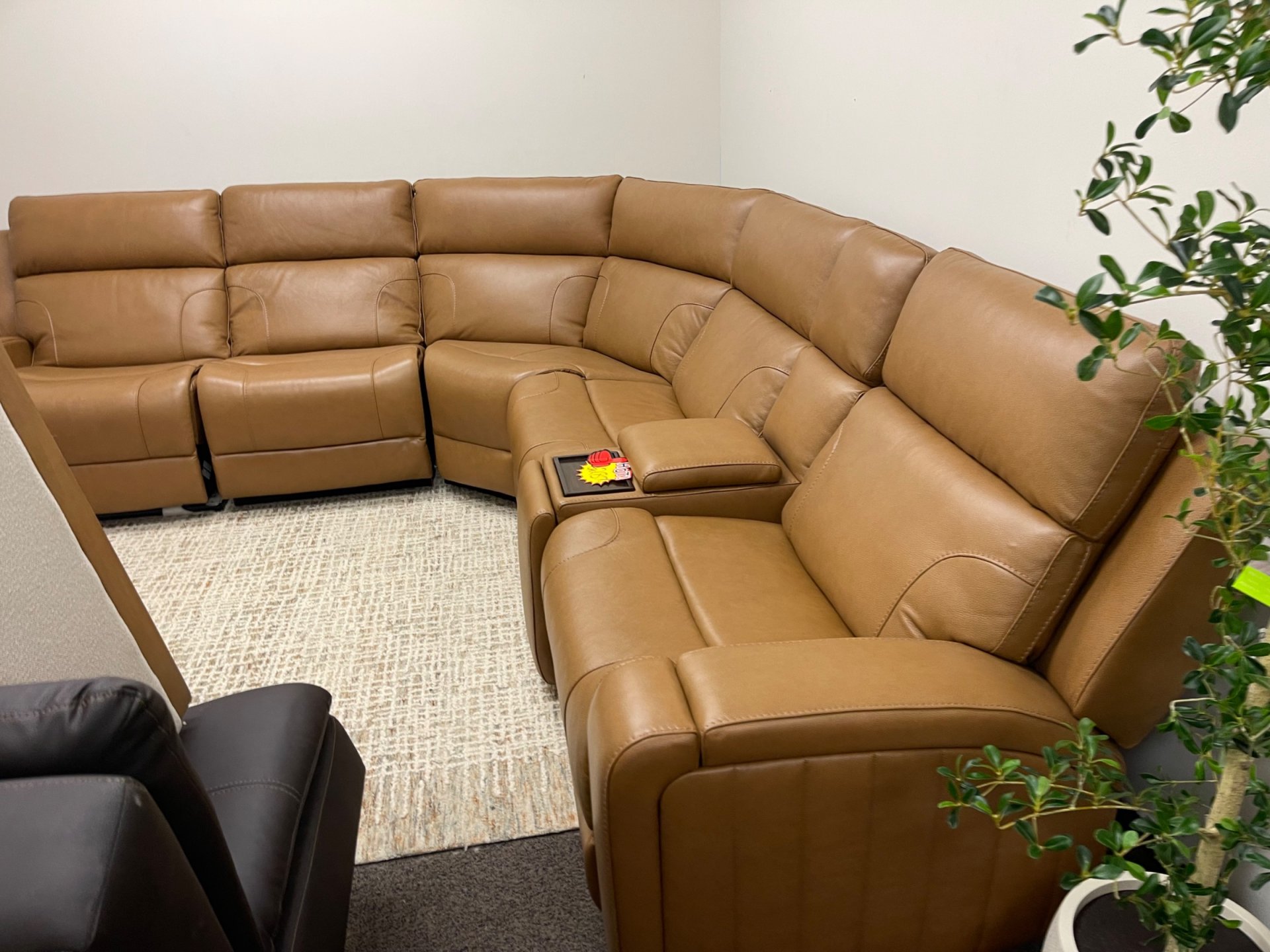 BarcaLounger Rowan Leather Power Reclining Sectional with Power Headrests