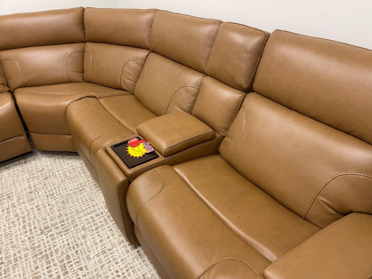 BarcaLounger Rowan Leather Power Reclining Sectional with Power Headrests - Photo 2