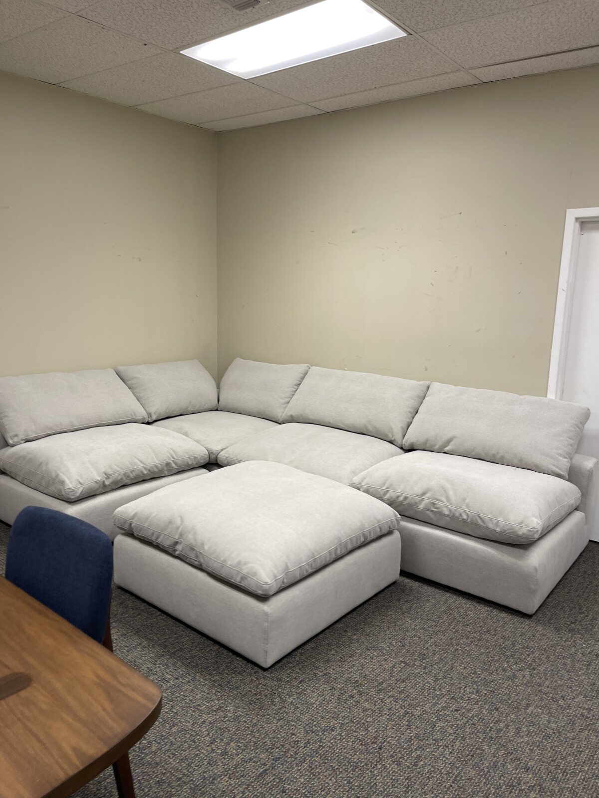 Light Gray Modular Cloud Couch Sectional 5 Pieces including Ottoman (Cat-3 Fabric)