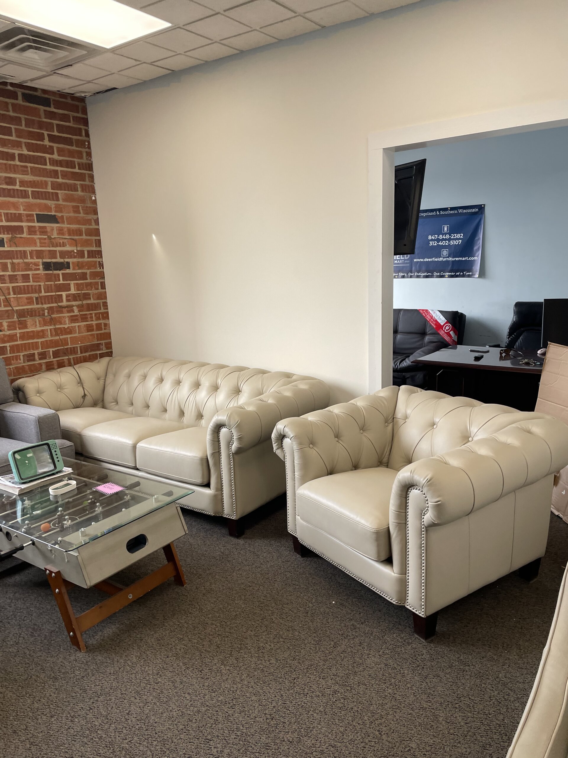 Baldwin Top Grain Leather Sofa Collection Ivory