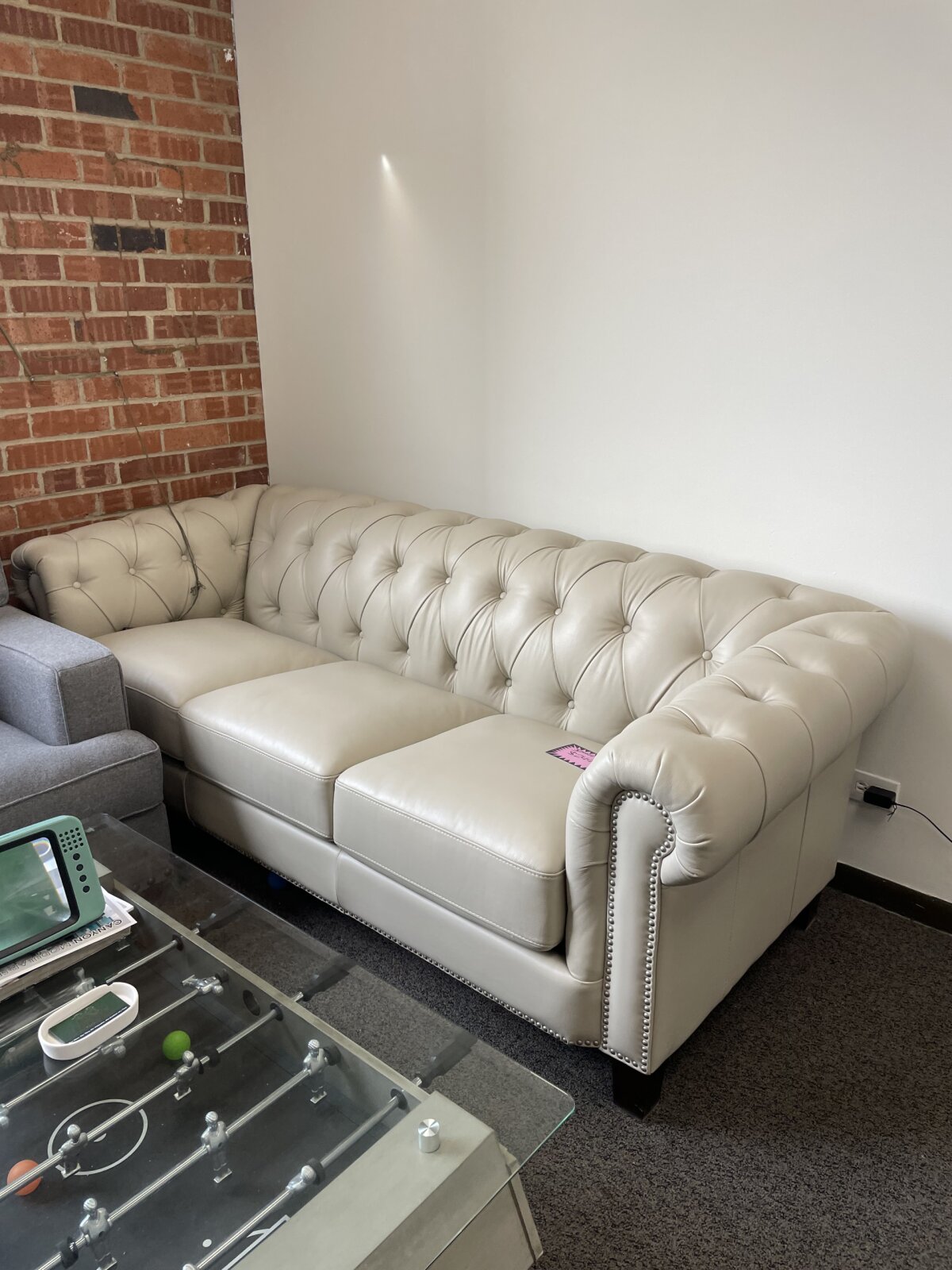 Baldwin Top Grain Leather Sofa Collection Ivory - Image 2