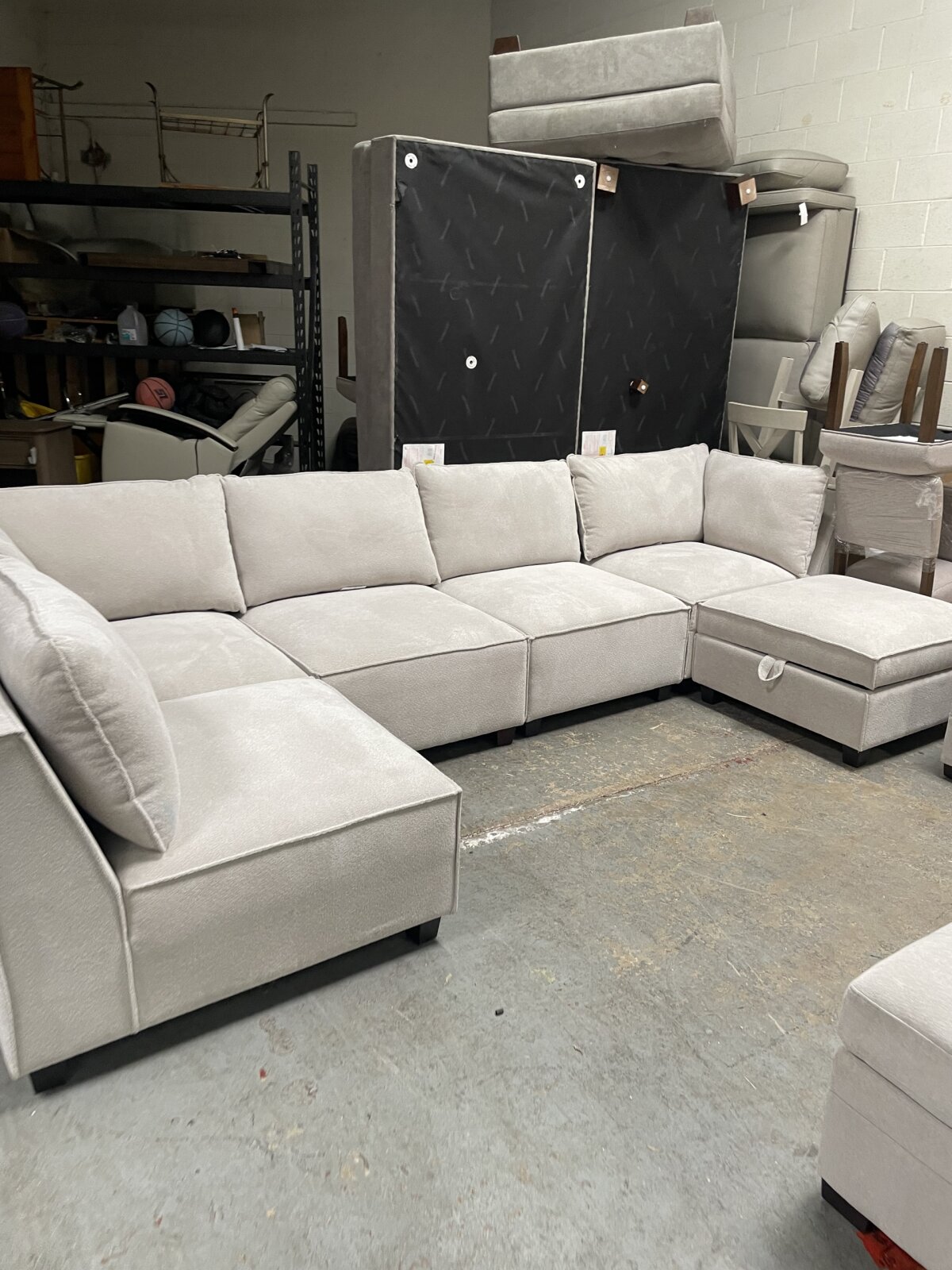 Marven 6 Piece Fabric Modular Sectional With Storage Ottoman - Image 2