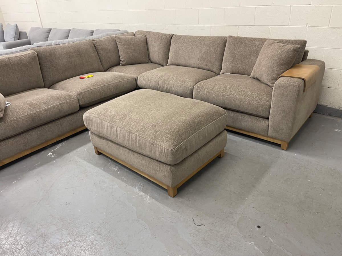 Hawthorne 3-piece Fabric Sectional with Ottoman, Brown - Photo 2