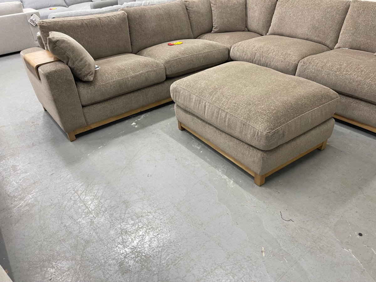 Hawthorne 3-piece Fabric Sectional with Ottoman, Brown - Image 3