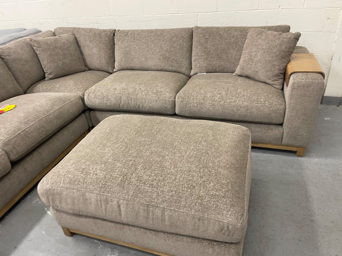 Hawthorne 3-piece Fabric Sectional with Ottoman, Brown - Image 5