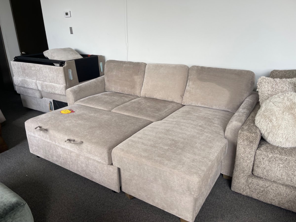 Coddle Cameron Convertible Sofa with Reversible Chaise and Storage, Taupe