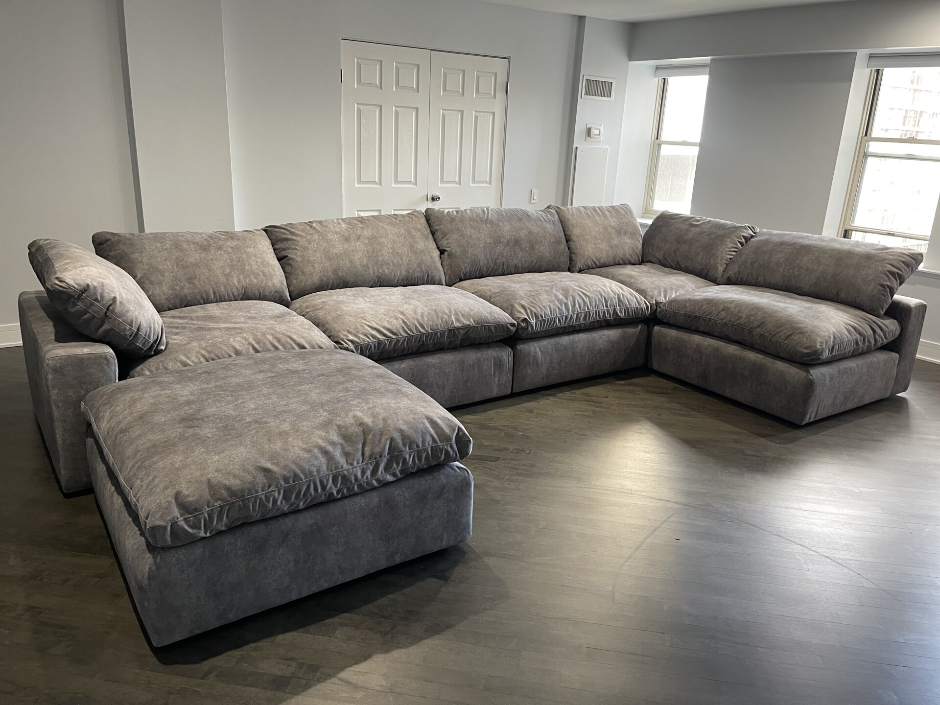 Dark Gray Modular Cloud Couch Sectional 6 Pieces including Ottoman (Cat-3 Fabric) - Photo 1