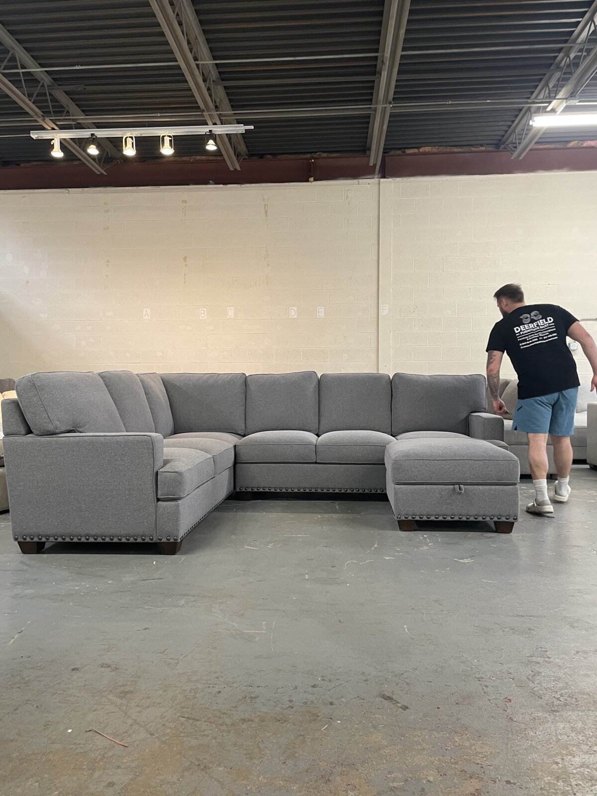 Thomasville Emilee Fabric Sectional with Storage Ottoman