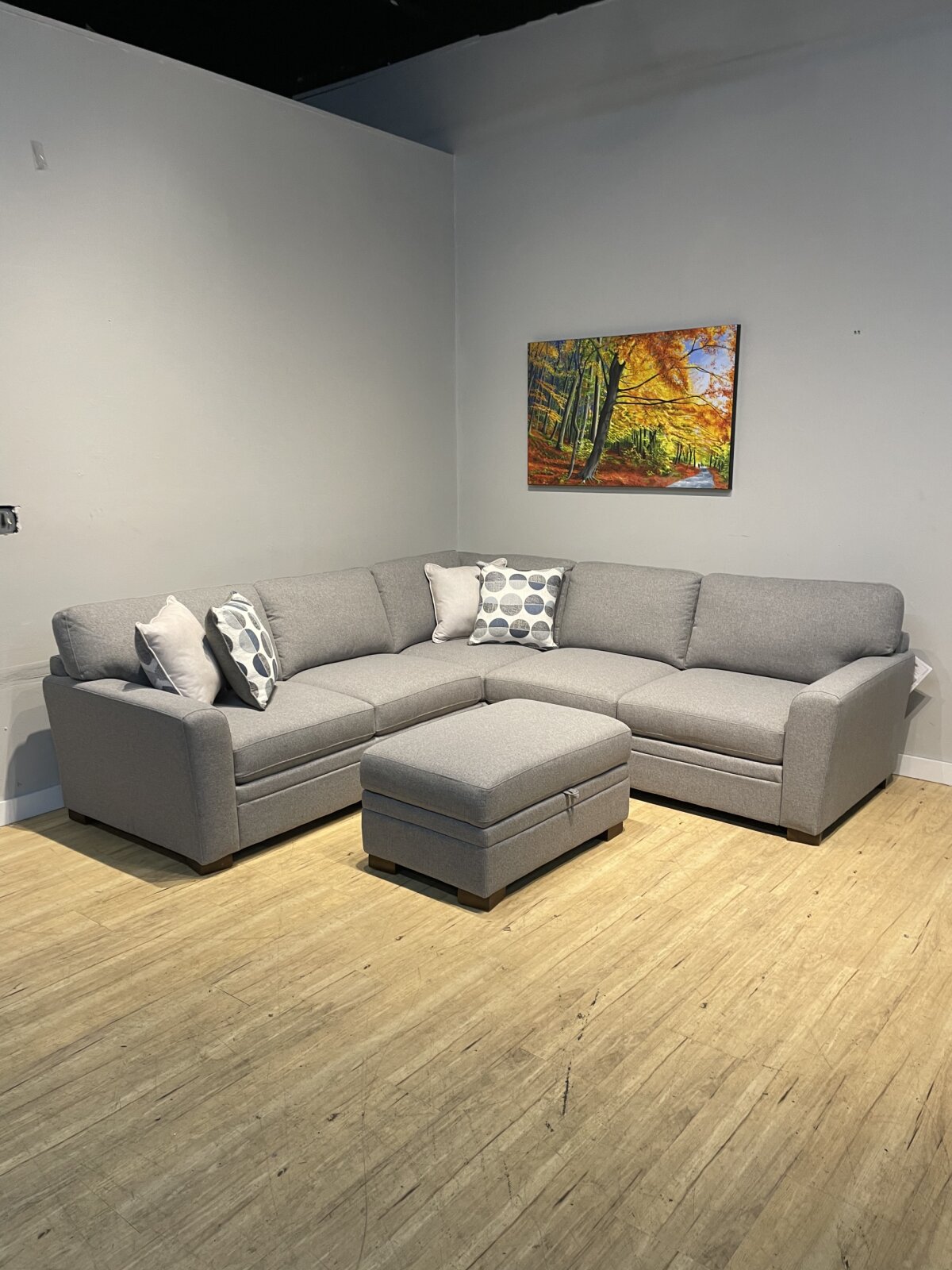 Thomasville Langdon Fabric Sectional with Storage Ottoman