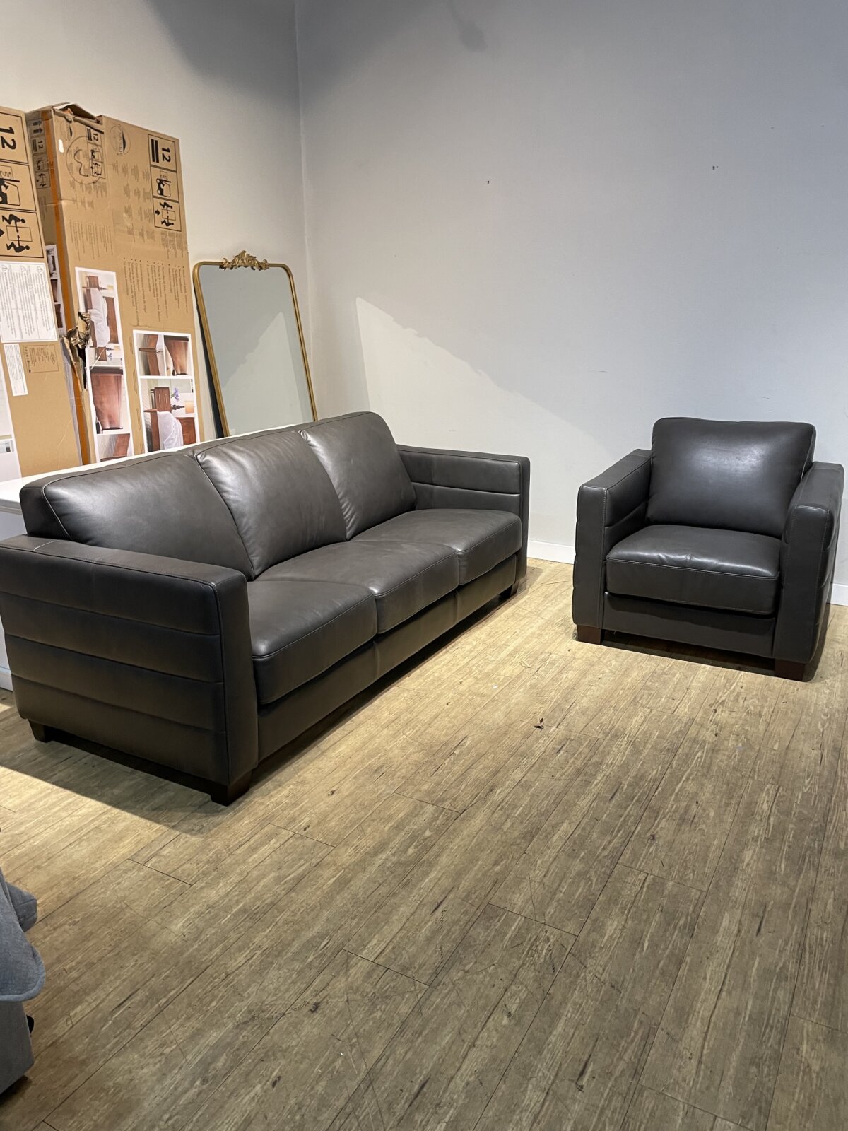 Del Mar Top Grain Leather Sofa and Chair