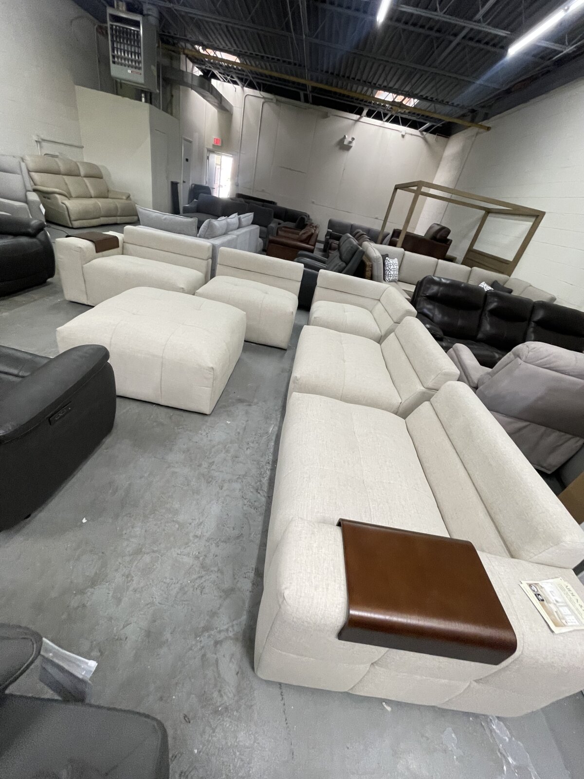 Paige 6 Piece Modular Fabric Sectional Light Beige - Image 2