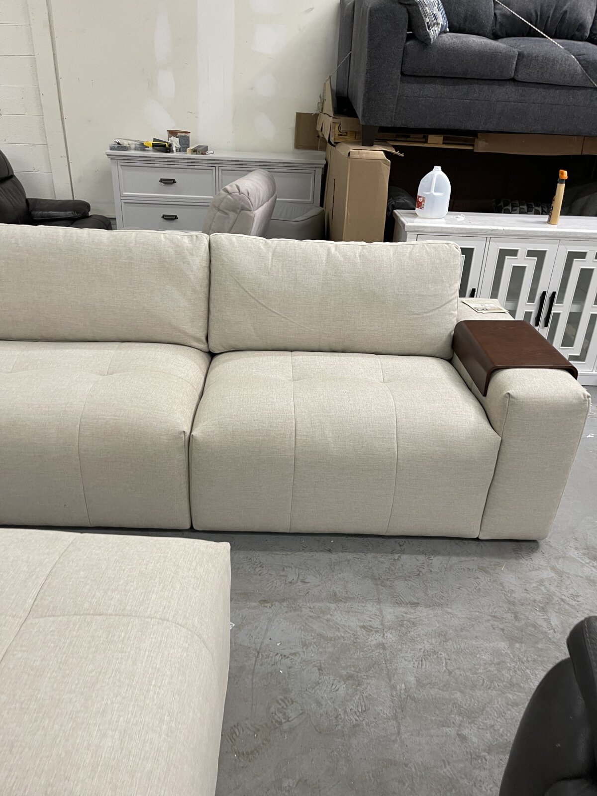 Paige 6 Piece Modular Fabric Sectional Light Beige - Image 5