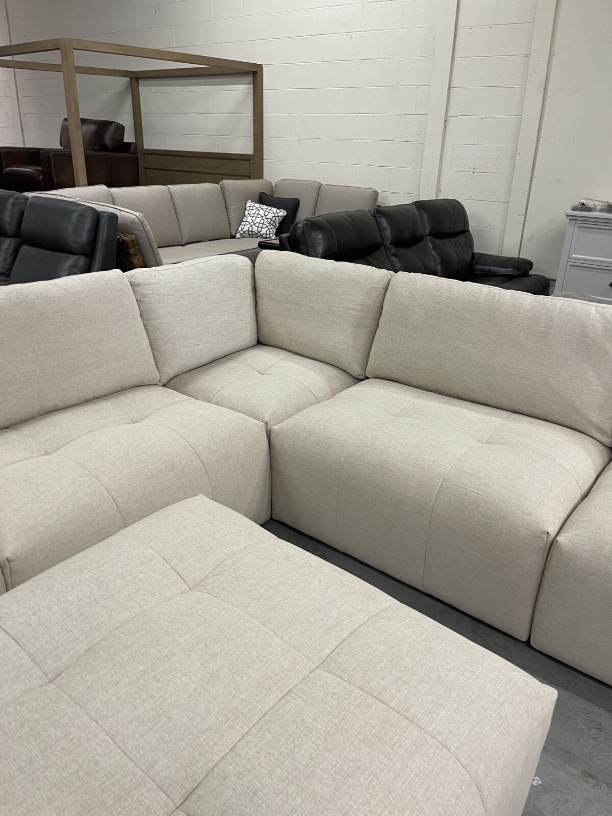 Paige 6 Piece Modular Fabric Sectional Light Beige - Image 6