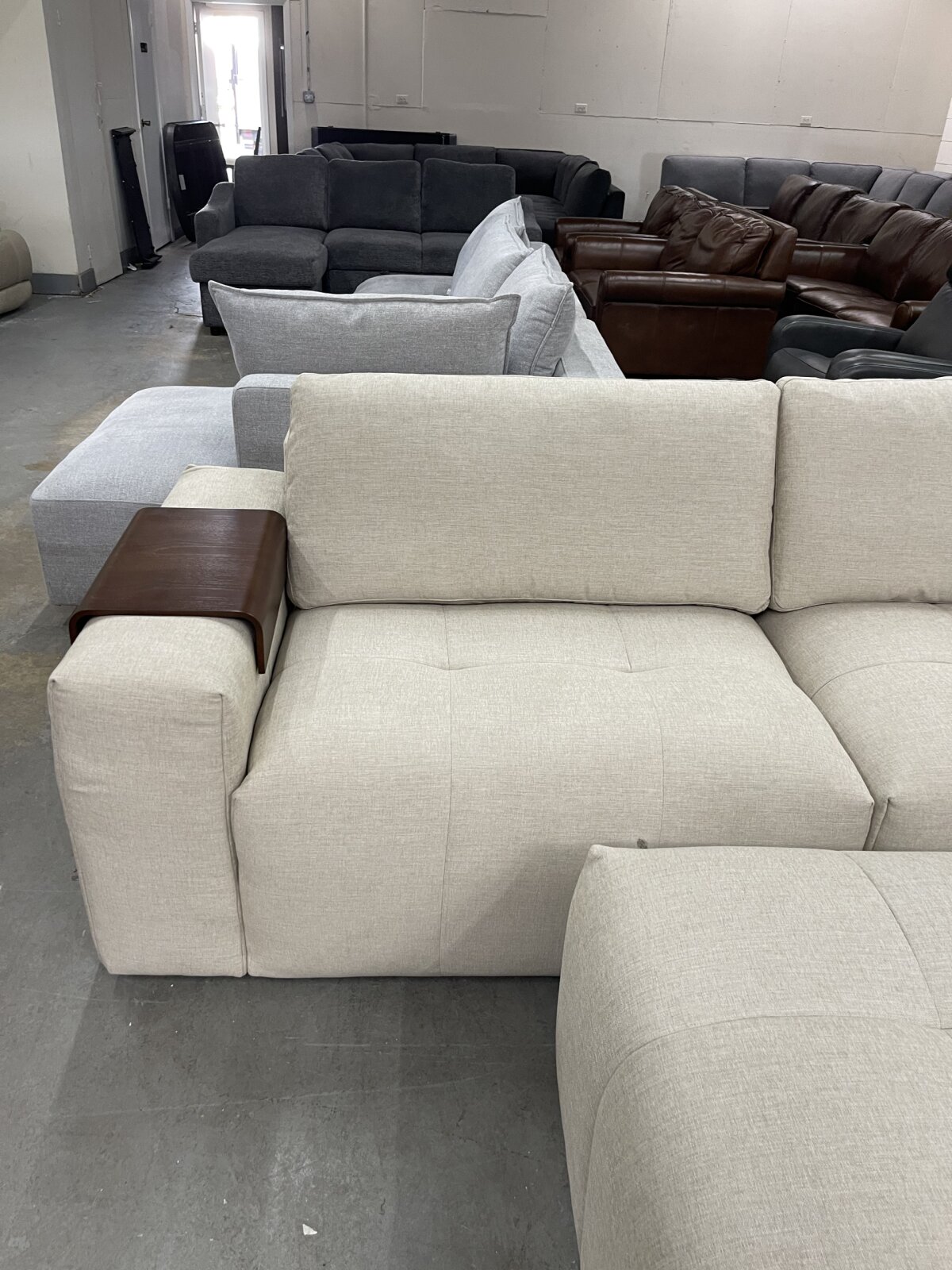 Paige 6 Piece Modular Fabric Sectional Light Beige - Image 8