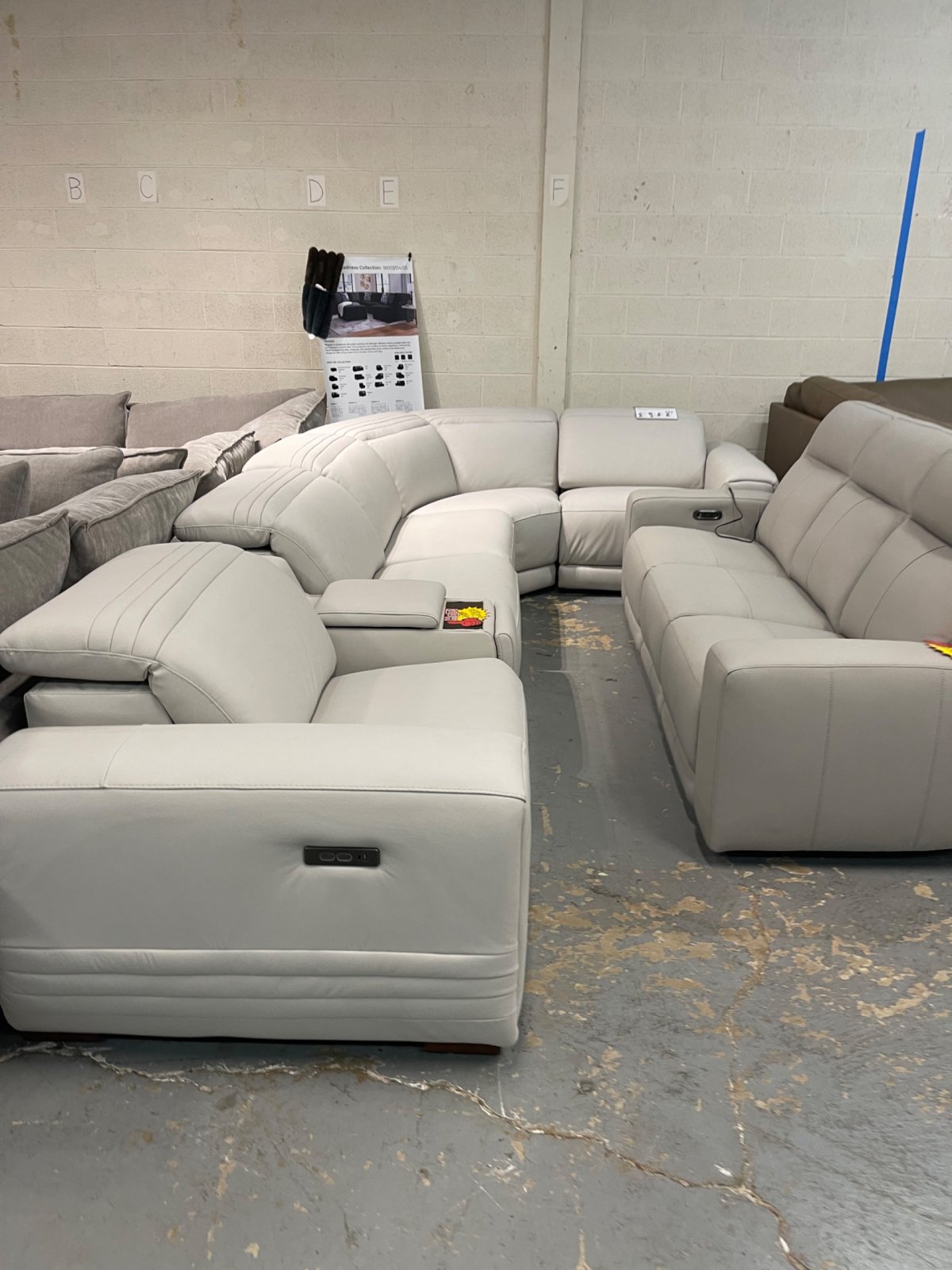 Karson Leather Power CloudZero Reclining Sectional with Power Headrests, Ivory - Image 3