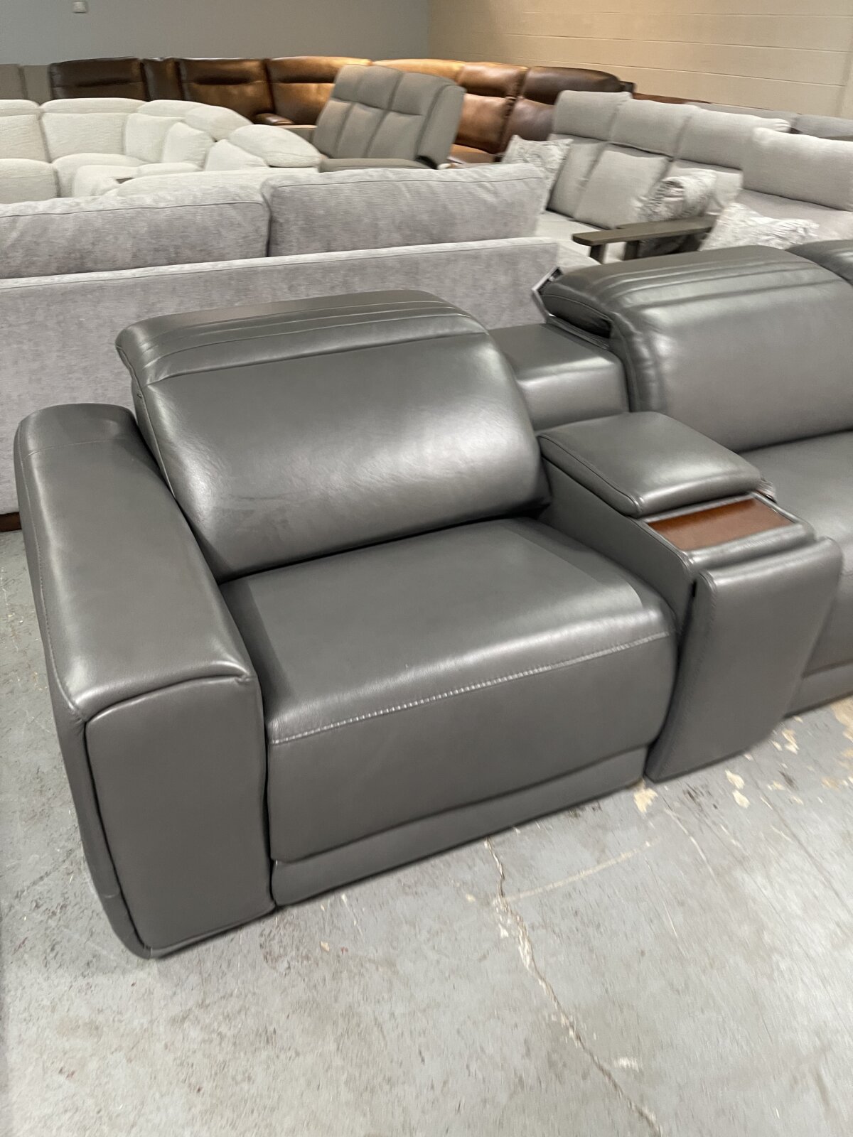 Karson Leather Power Reclining Sectional with Power Headrests - Photo 2