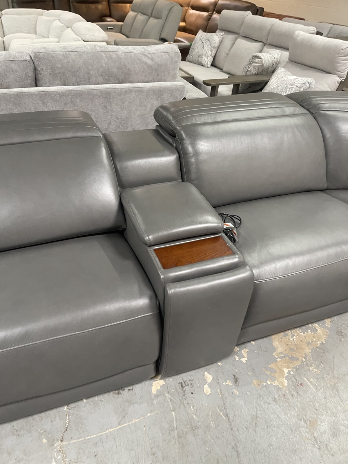 Karson Leather Power Reclining Sectional With Power Headrests - Image 3