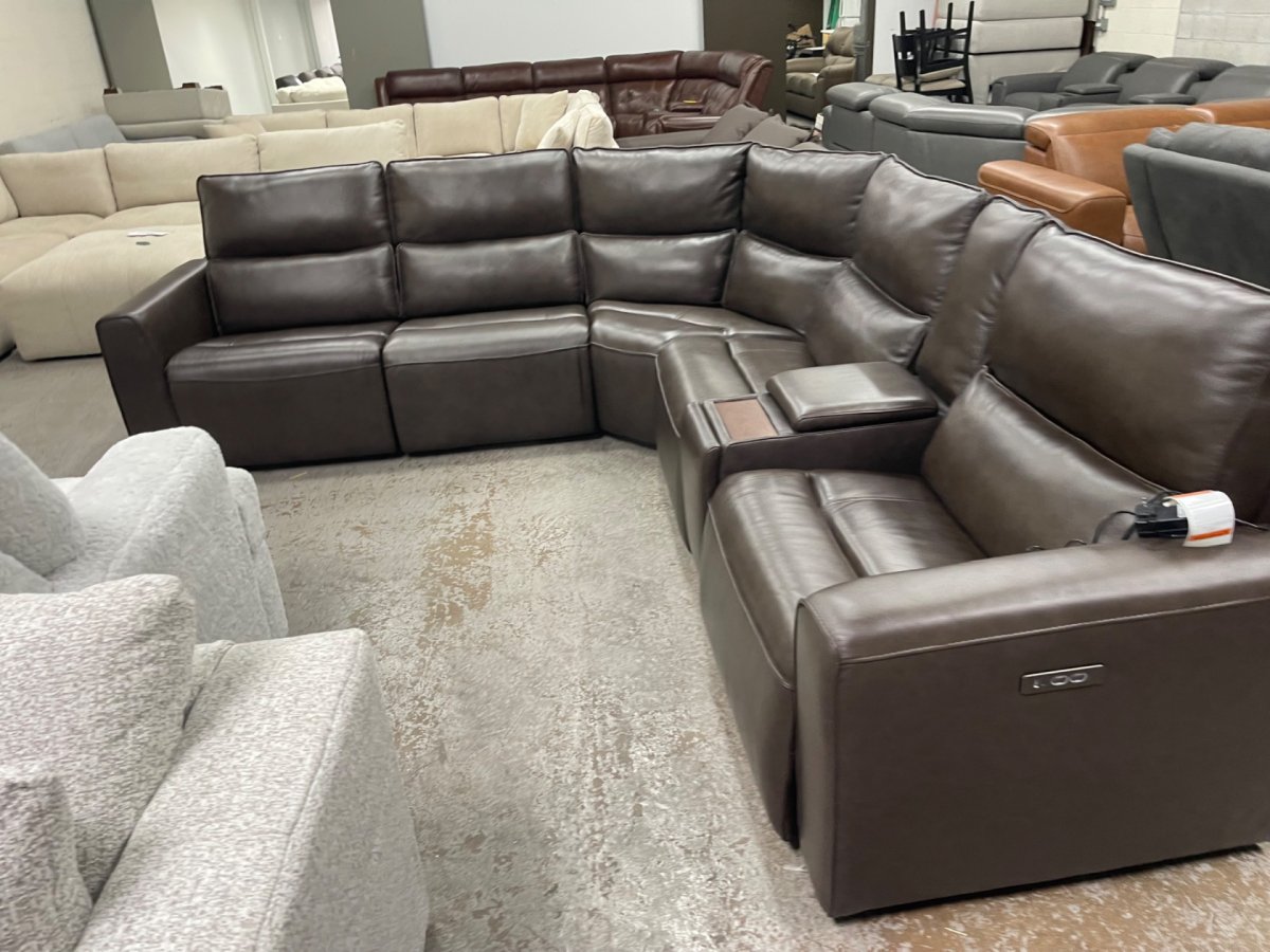 Grove Leather Power Reclining Sectional with Power Headrests - Photo 2