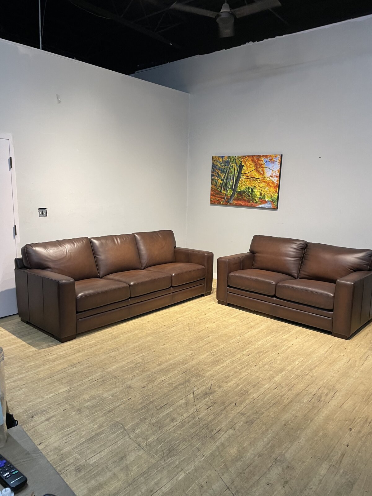 Luca 2 piece Top Grain Leather Set Sofa and Chair