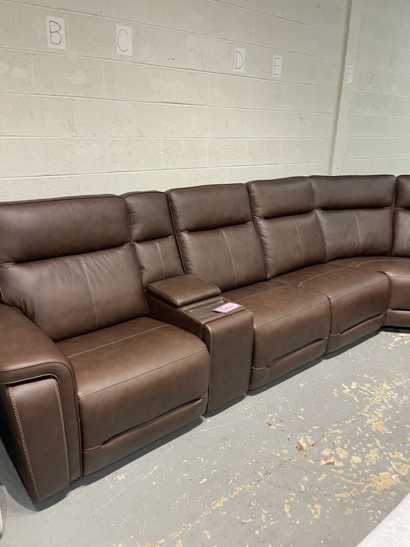 Flexsteel Griffin Leather Power Reclining Sectional Couch - Image 2
