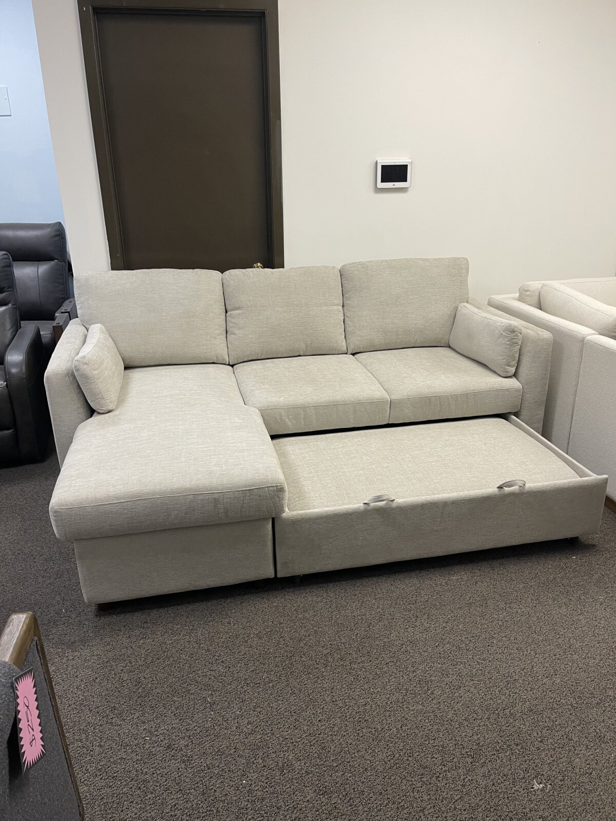 Coddle Luke Fabric Sleeper Sofa With Reversible Chaise And Storage Beige - Image 5