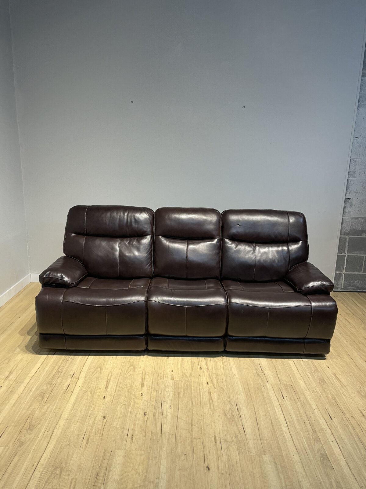 Ridgewin Leather Power Reclining Sofa, Dark Brown