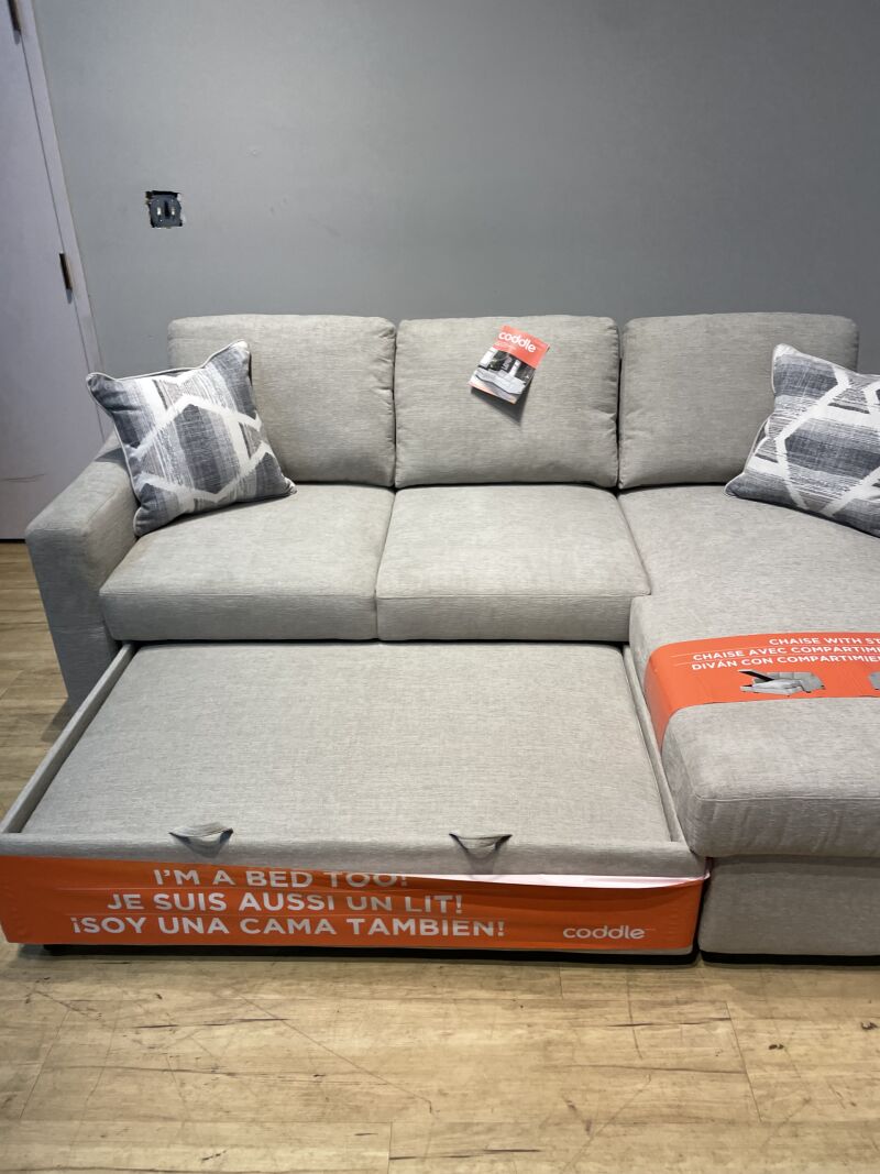 Coddle Aria Fabric Sleeper Sofa With Chaise Beige - Image 2