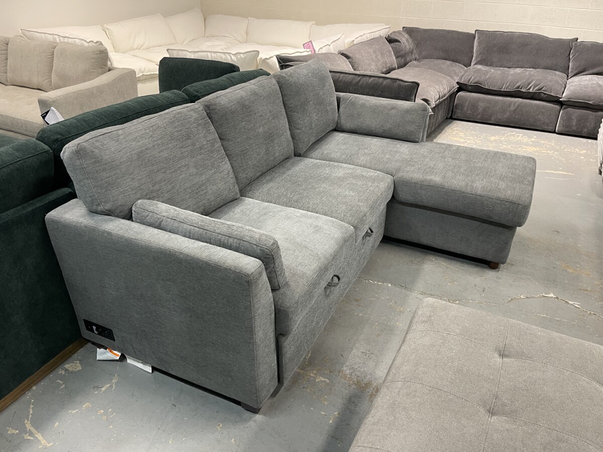 Coddle Luke Fabric Sleeper Sofa With Chaise Dark Gray - Image 4