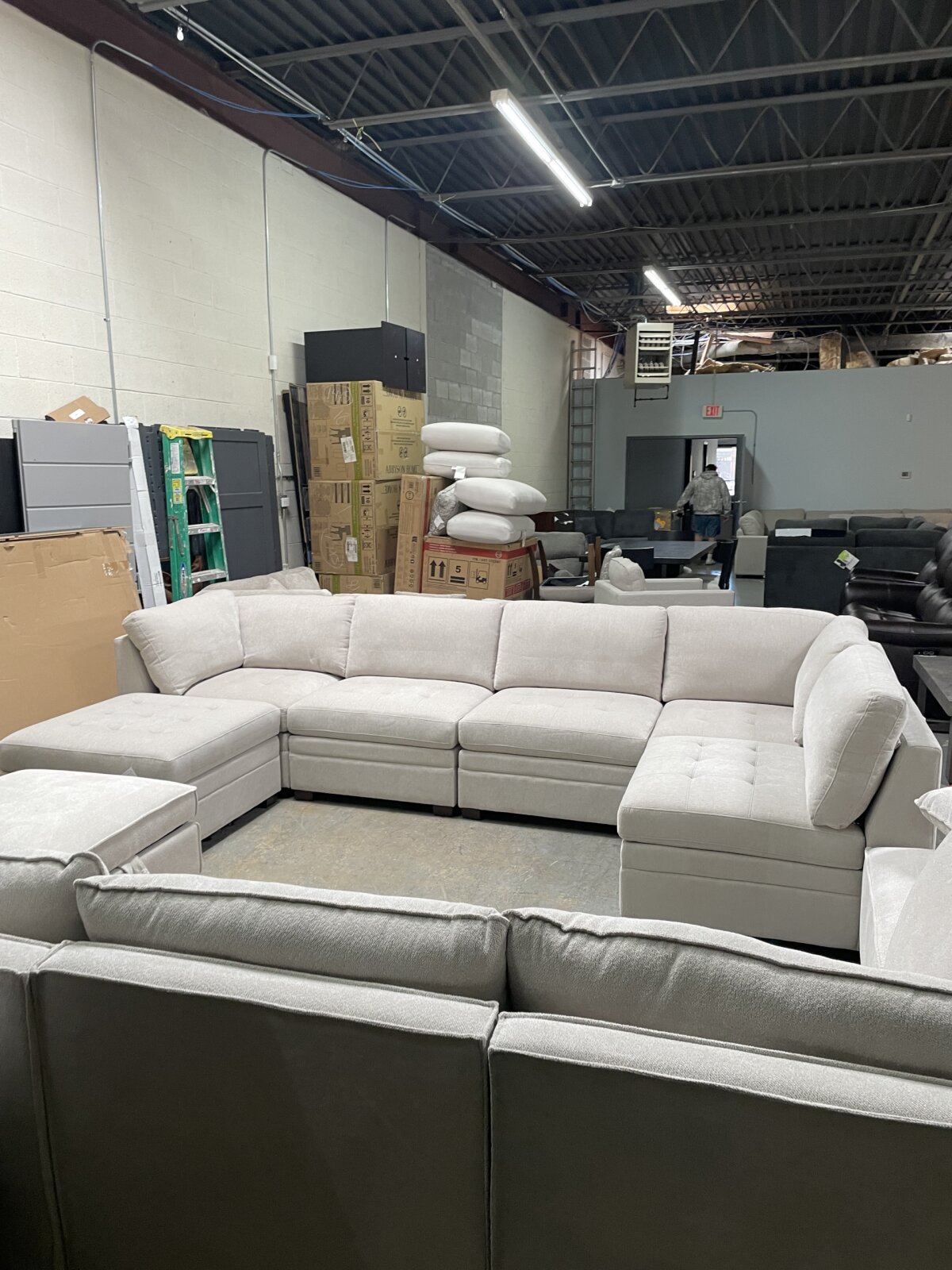 Thomasville Tisdale 6-Piece Fabric Modular Sectional with Storage Ottoman, Beige - Photo 2