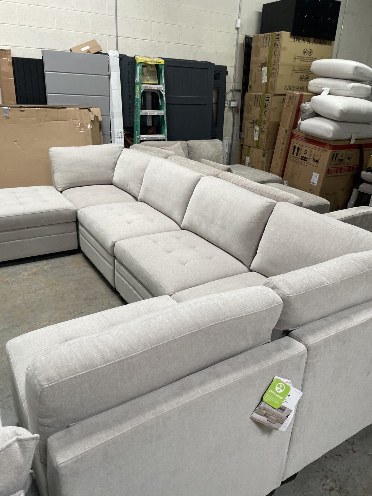 Thomasville Tisdale 6 Piece Fabric Modular Sectional With Storage Ottoman Beige - Image 2