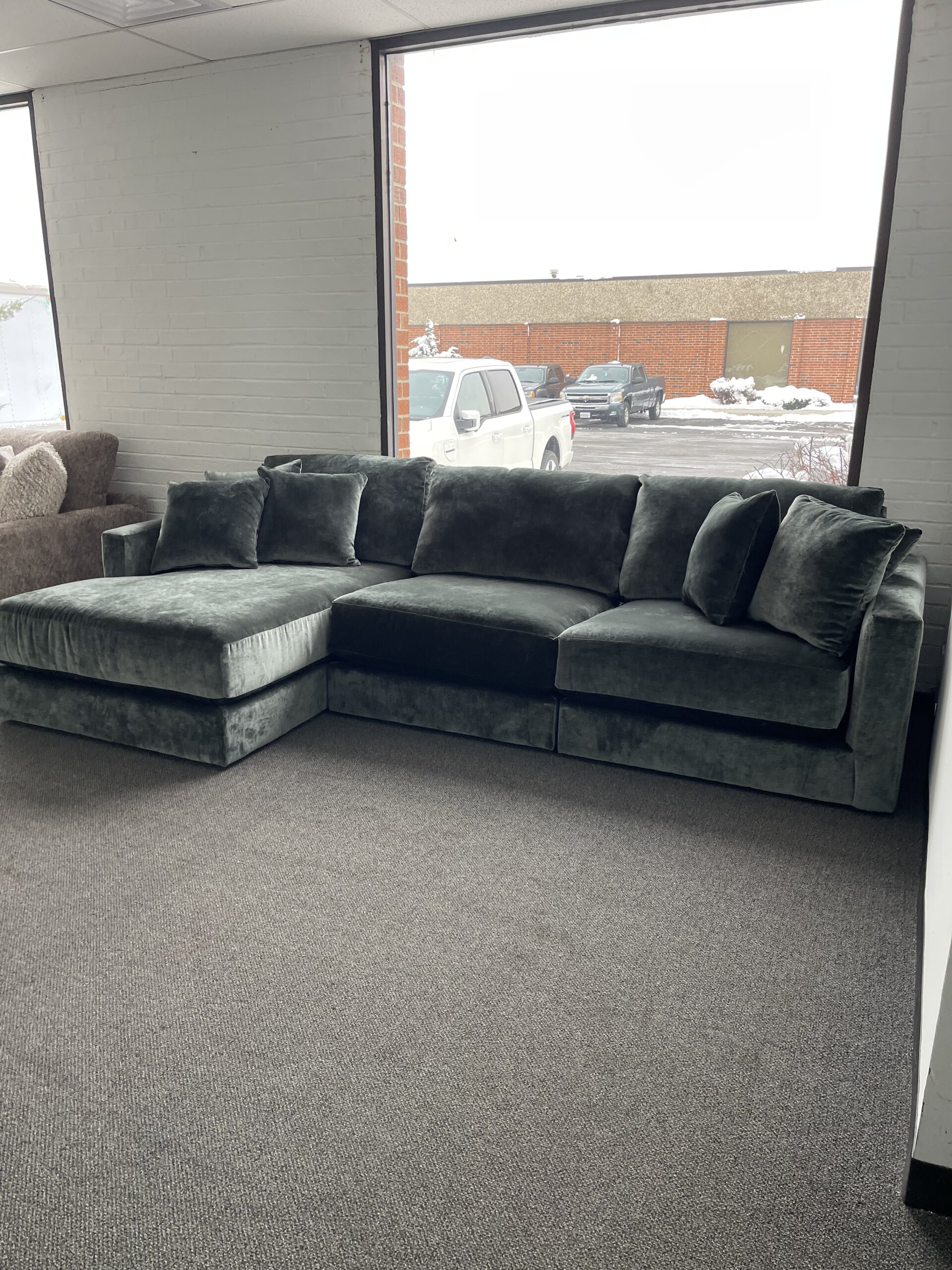 Jackson Remington 3-Piece L-Shaped Sectional, Green 